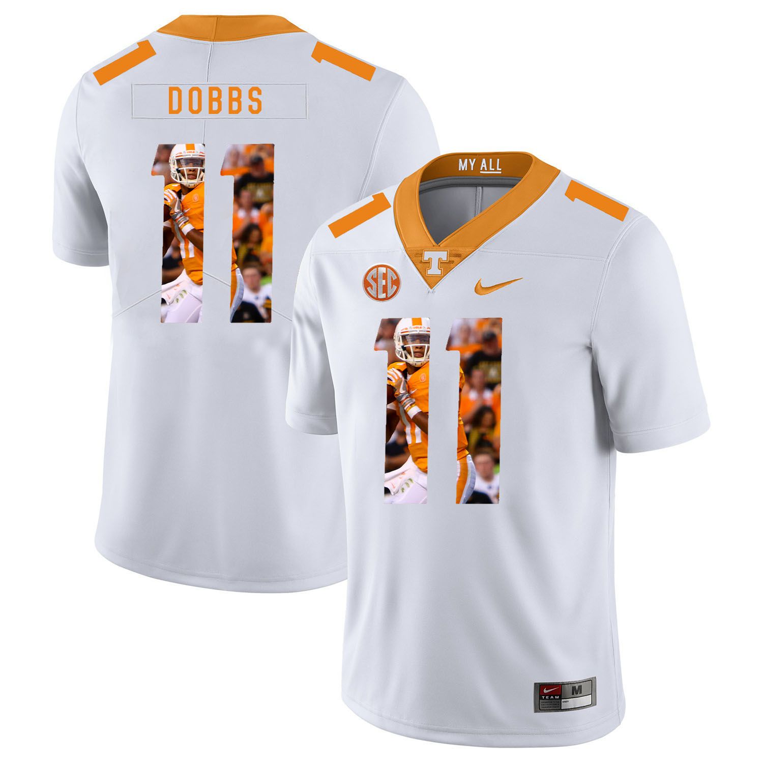 Men Tennessee Volunteers 11 Dobbs White Fashion Edition Customized NCAA Jerseys